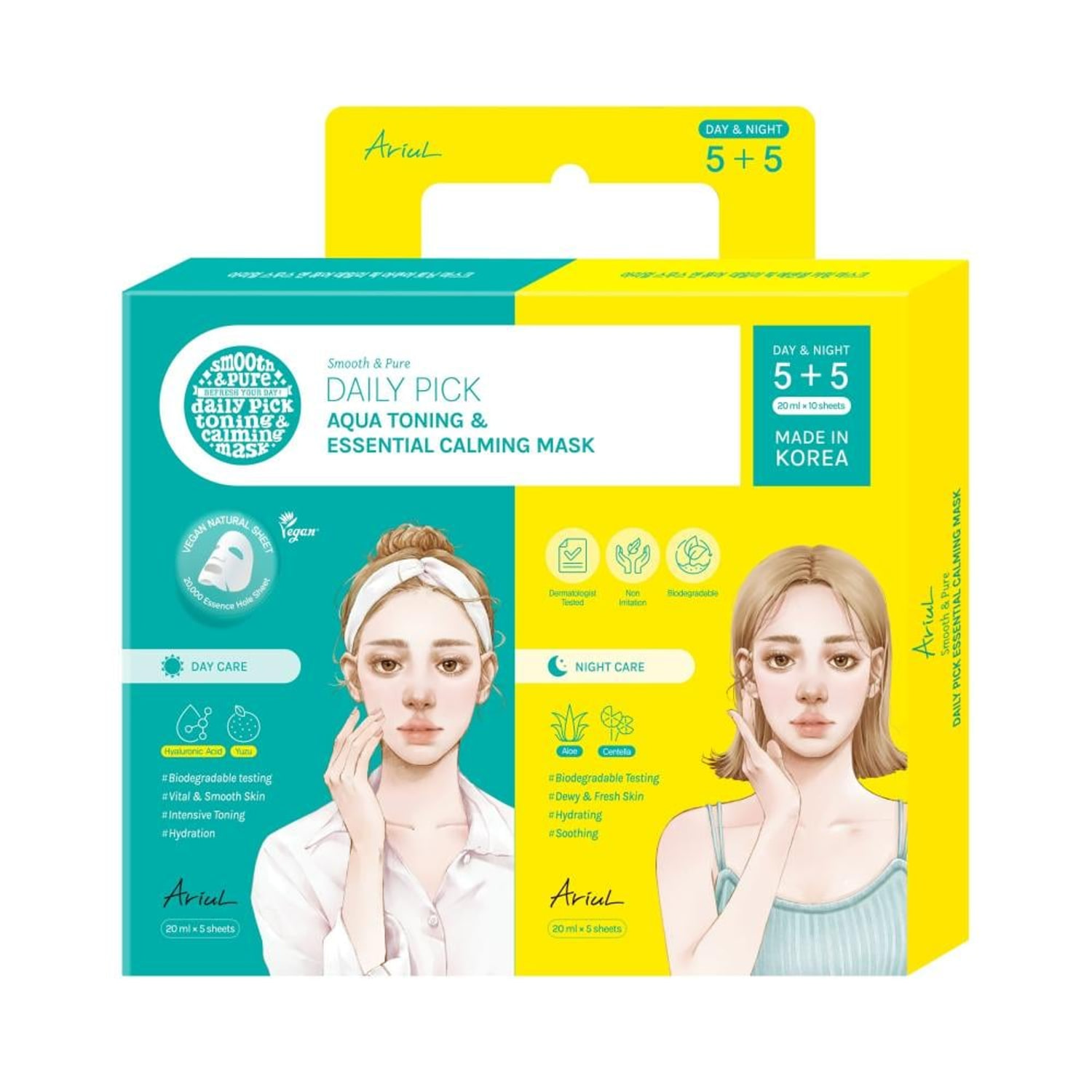 Ariul Smooth & Pure Mask 5+5 set (Aqua Toning & Calming)